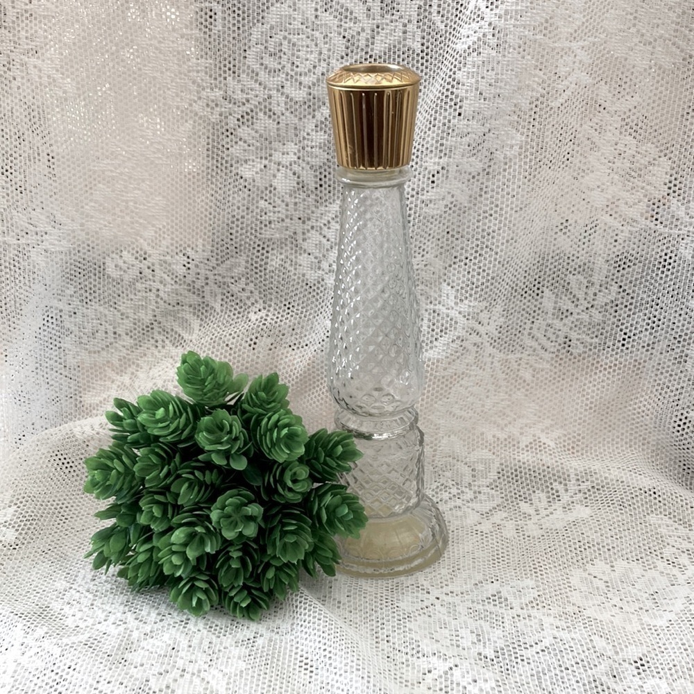 Vintage Avon Clear Candlestick empty. Wonderful Vintage Condition.